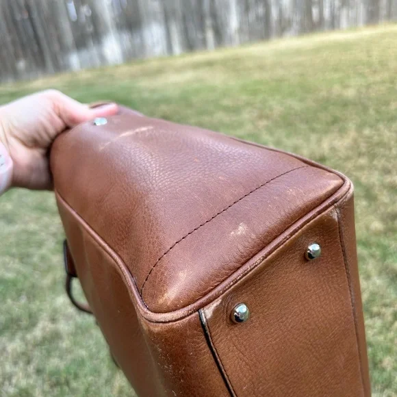 LOEWE Heritage Small Tote Logo Brown Leather Bag Handbag With Clochette - Picture 5 of 12